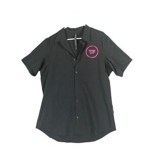 LULULEMON Airing Easy‎ Short-Sleeve Shirt Mens Large WovenAir Breathable Black